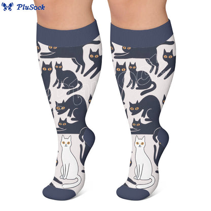 Plusock Plus Size Cartoon Black Cat Compression Socks - image 6