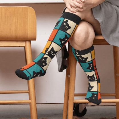 Plusock Plus Size Cartoon Black Cat Compression Socks - image 3