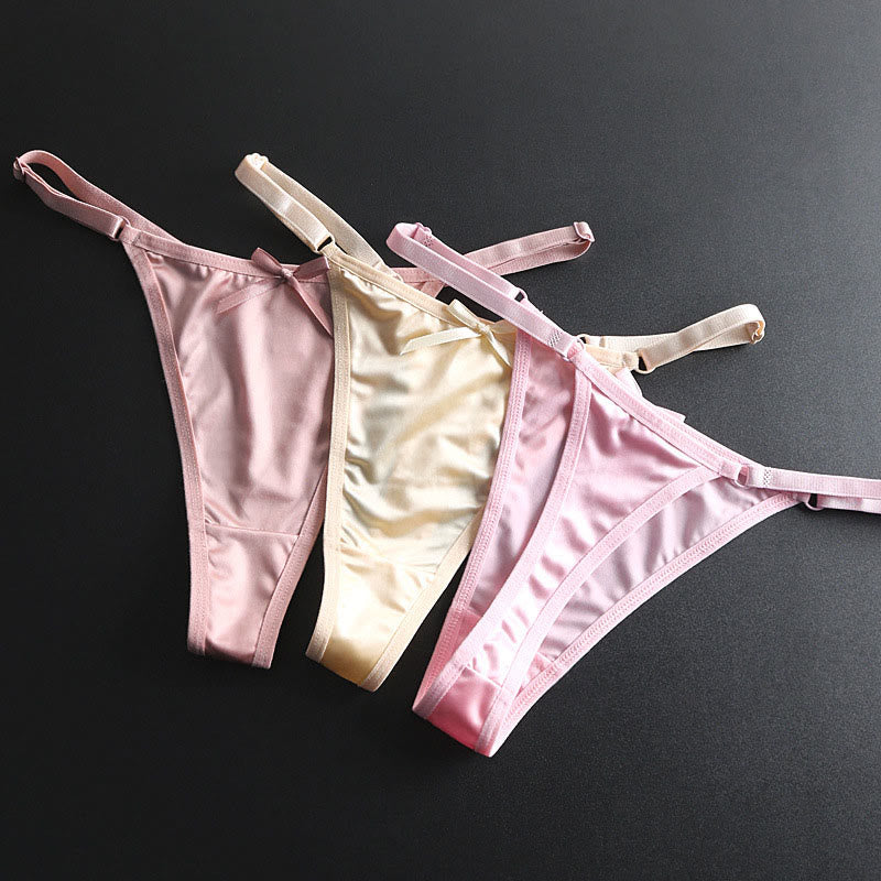 Plusock Silky Satin Bow Thong Panties(4 Packs) - image 16