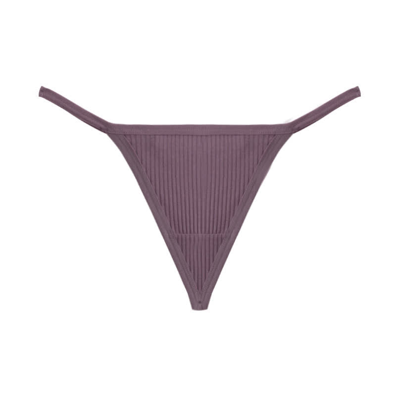 Plusock Ribbed Seamless Thong Panties(3 Packs) - Purple - XL - image 11