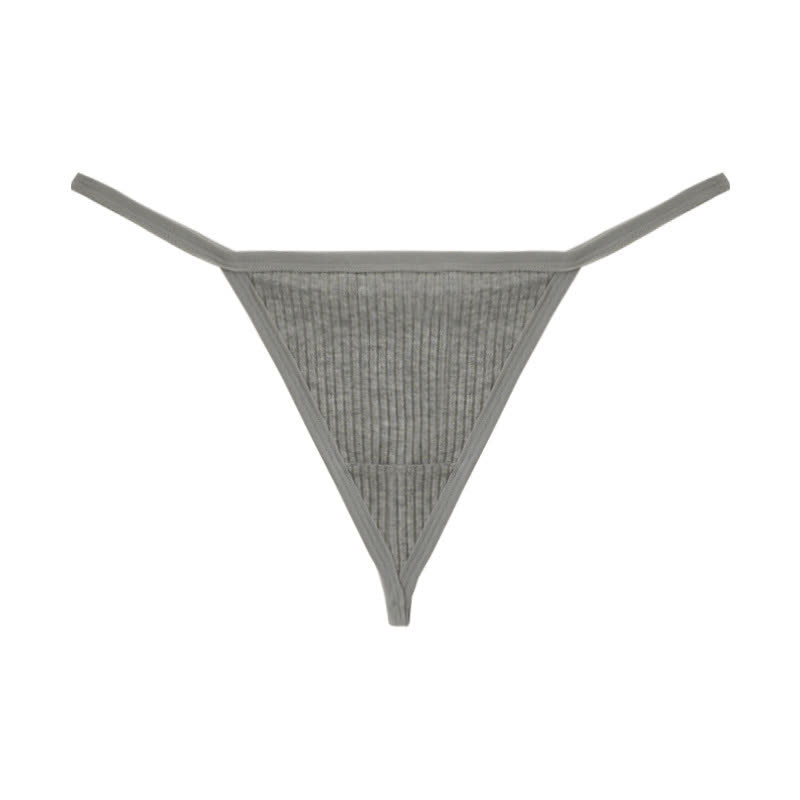 Plusock Ribbed Seamless Thong Panties(3 Packs) - Grey - XL - image 14
