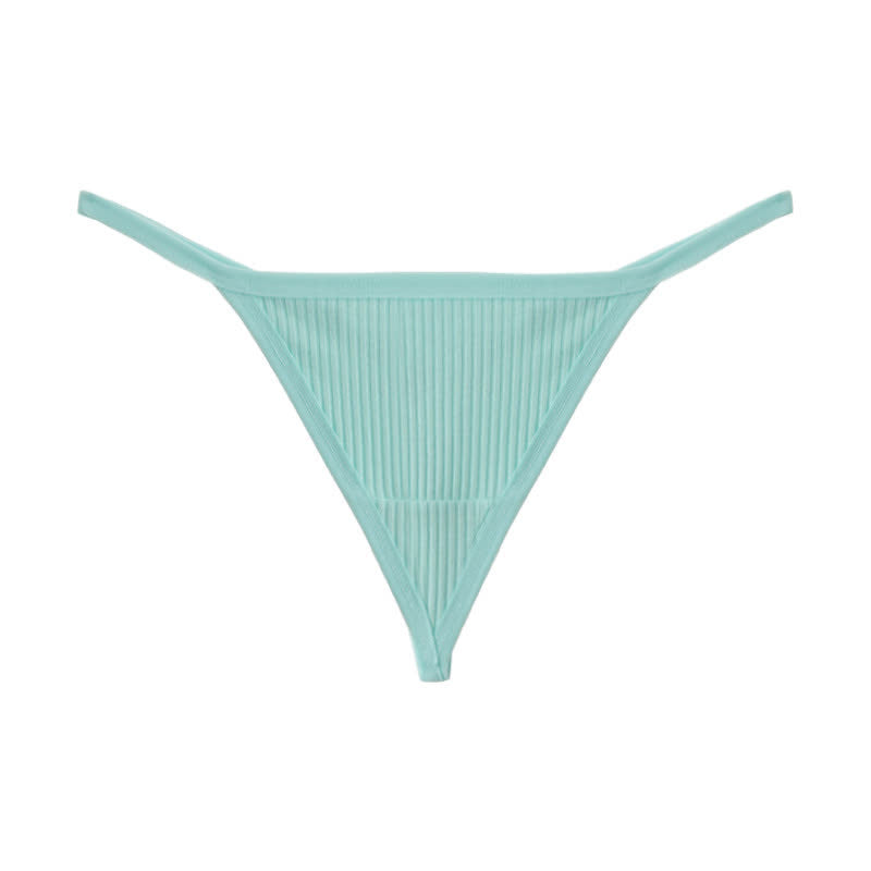 Plusock Ribbed Seamless Thong Panties(3 Packs) - Light Blue - XL - image 9