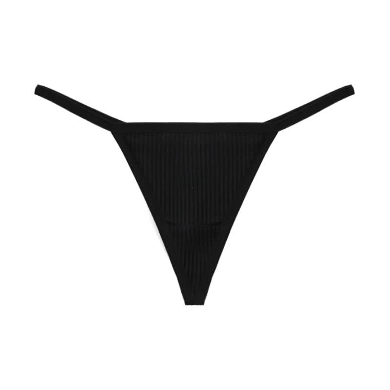 Plusock Ribbed Seamless Thong Panties(3 Packs) - Black - XL - image 12