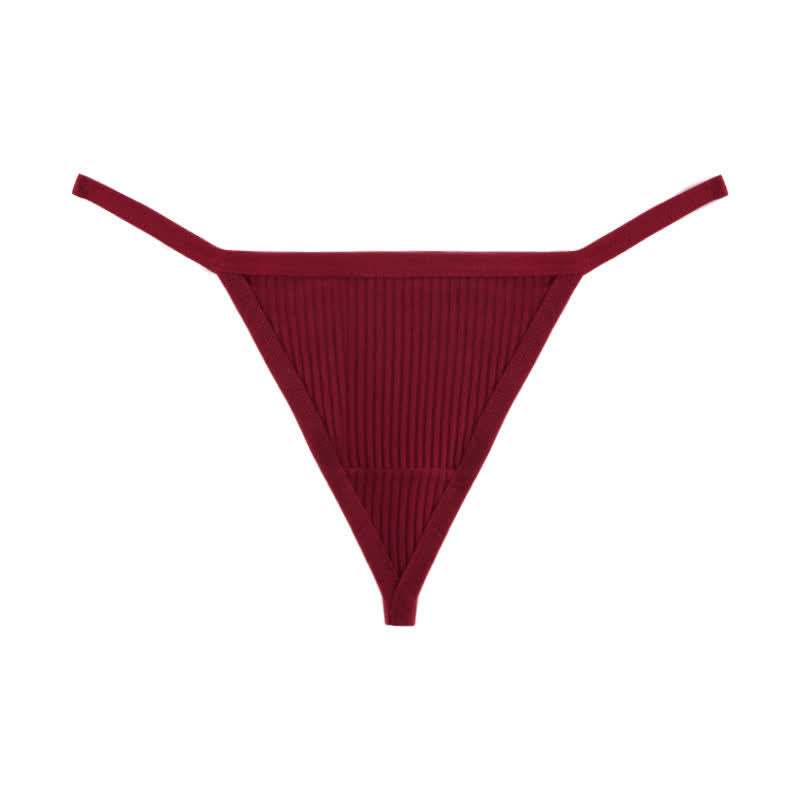 Plusock Ribbed Seamless Thong Panties(3 Packs) - Wine - XL - image 10