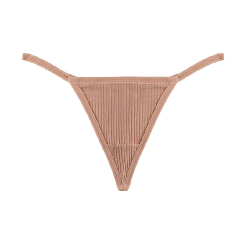 Plusock Ribbed Seamless Thong Panties(3 Packs) - Nude - XL - image 15