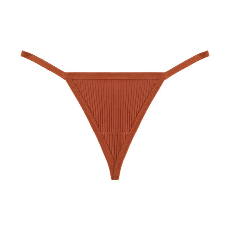 Plusock Ribbed Seamless Thong Panties(3 Packs) - Orange - XL - image 16