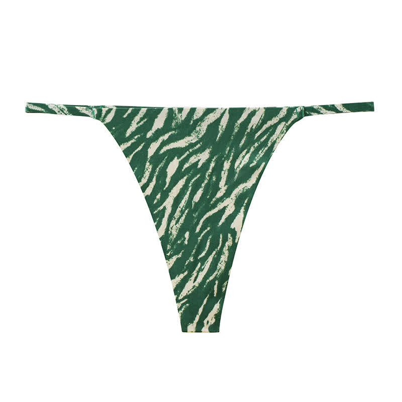 Plusock Wild Stripe Thong Panties(3 Packs) - Dark Green - XL - image 9