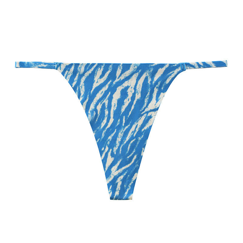 Plusock Wild Stripe Thong Panties(3 Packs) - Blue - XL - image 12