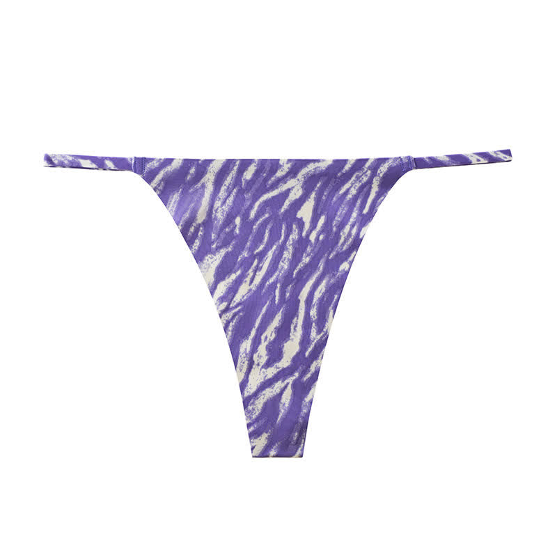 Plusock Wild Stripe Thong Panties(3 Packs) - Purple - XL - image 11