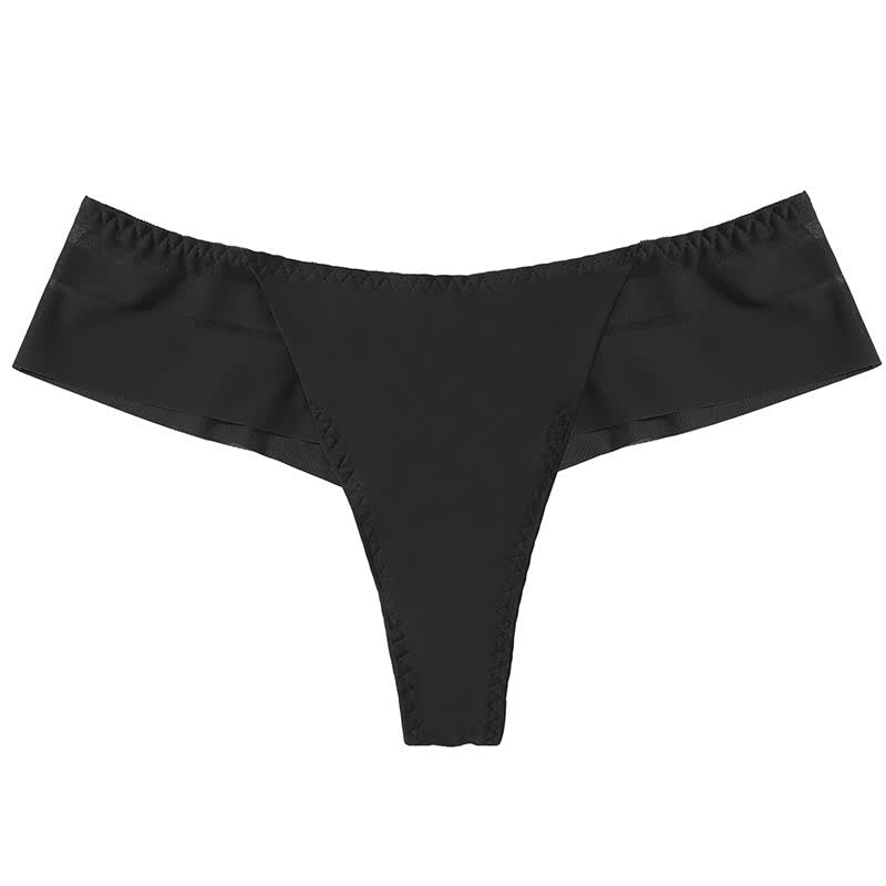 Plusock Lightweight Sheer Mesh Thong Panties(3 Packs) - Black - XL - image 7