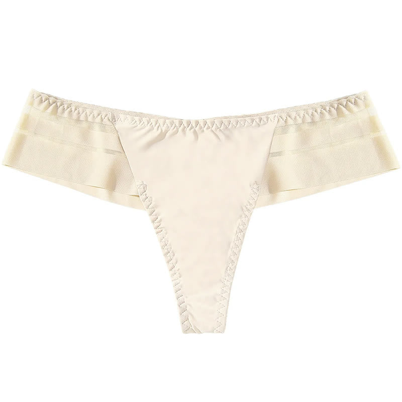 Plusock Lightweight Sheer Mesh Thong Panties(3 Packs) - Apricot - XL - image 9