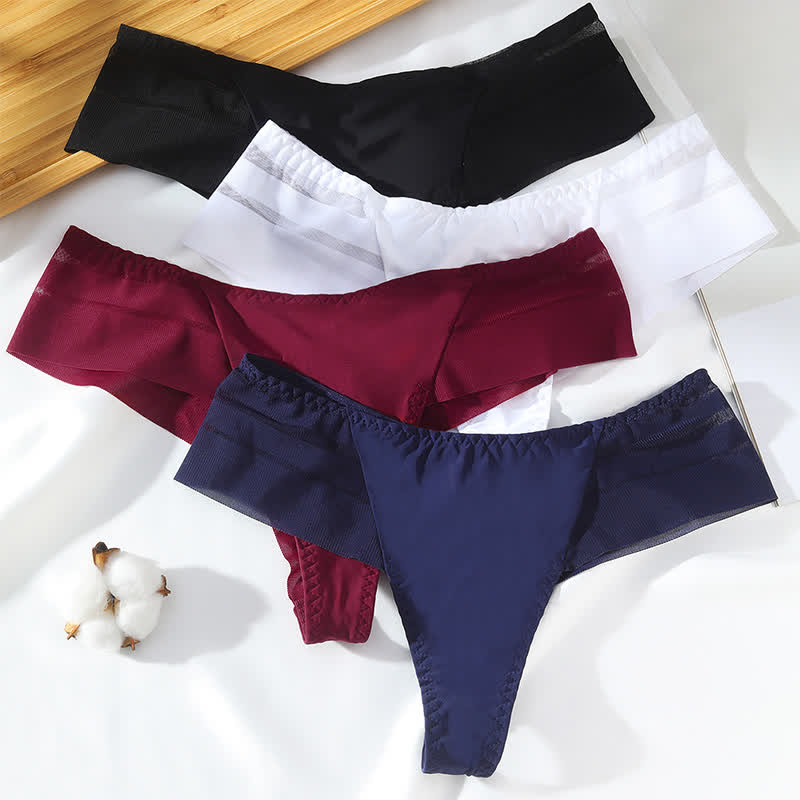 Plusock Lightweight Sheer Mesh Thong Panties(3 Packs) - image 5