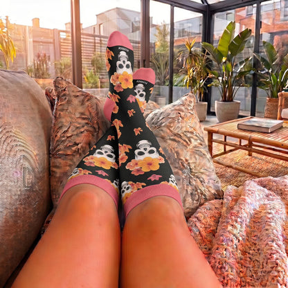 Plusock Plus Size Floral Skull Compression Socks - image 1