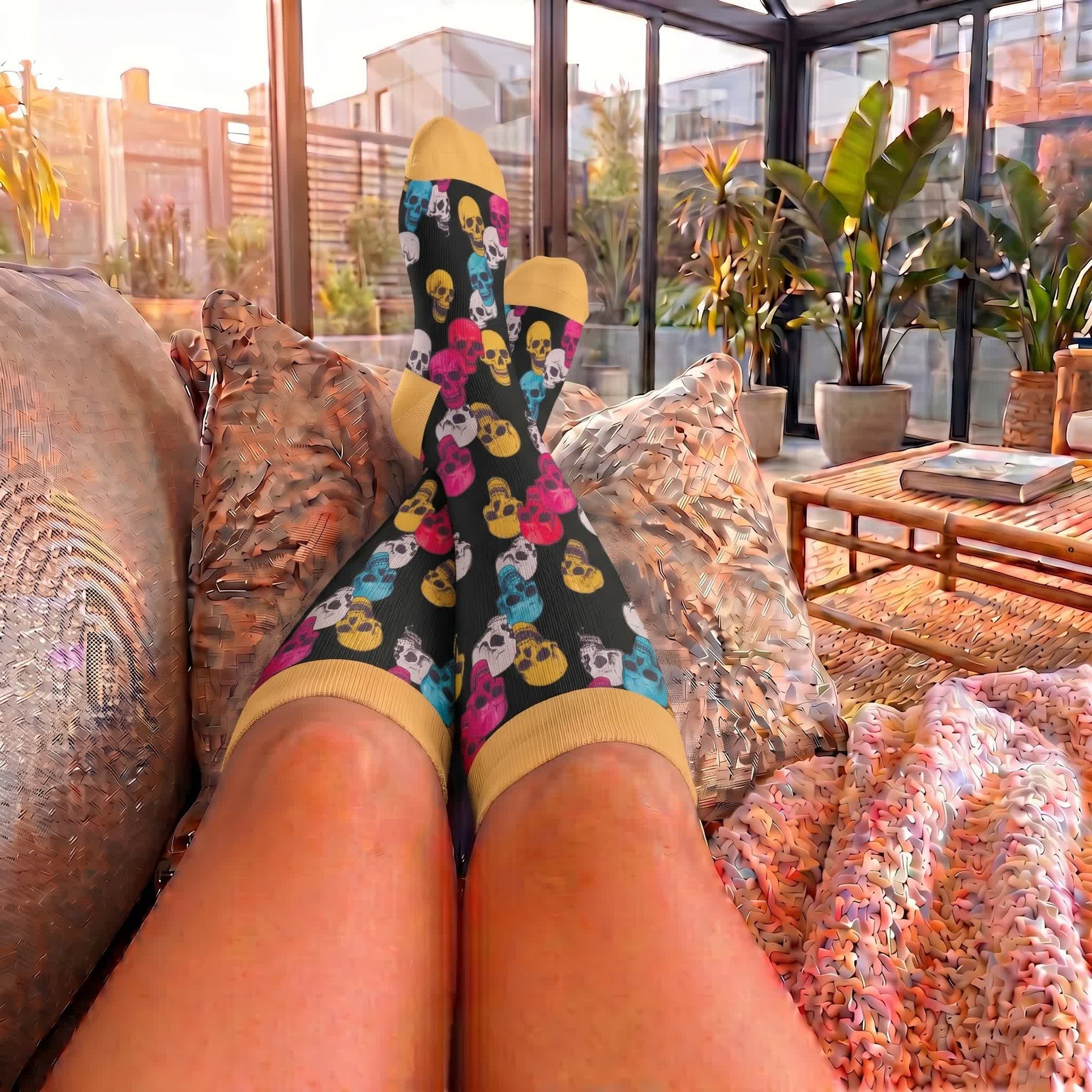 Plusock Plus Size Floral Skull Compression Socks - image 2