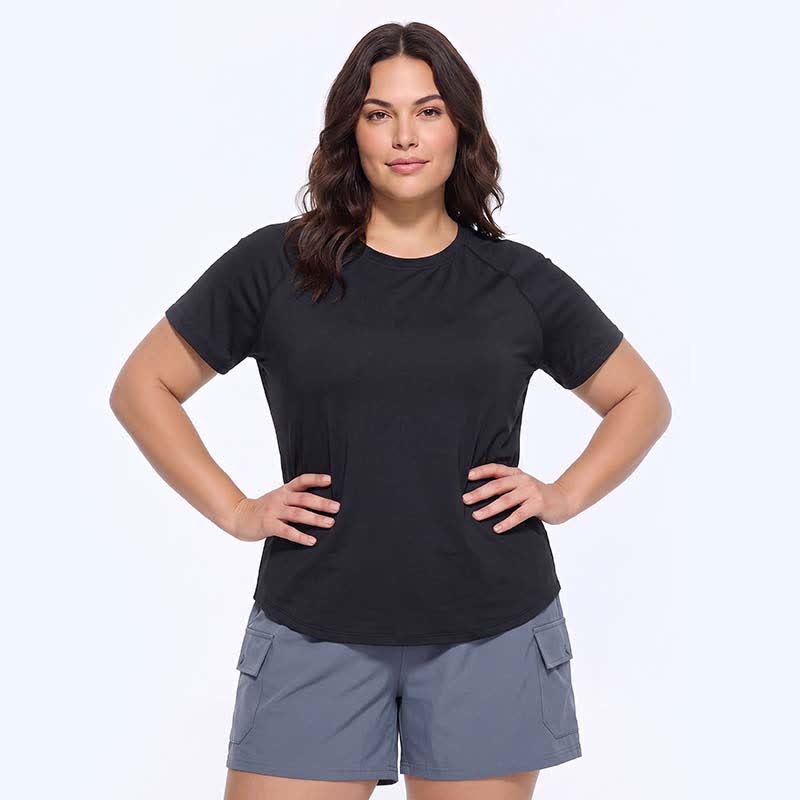 Plusock Plus Size Mesh Back Active Yoga Shirt - Black - 5XL - image 0