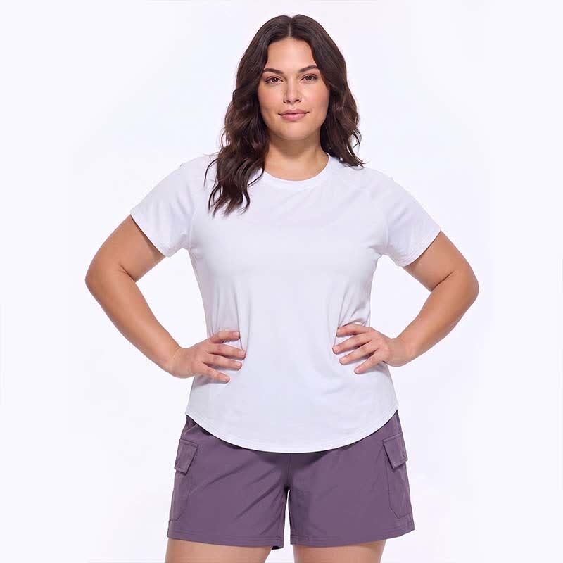 Plusock Plus Size Mesh Back Active Yoga Shirt - White - 5XL - image 5