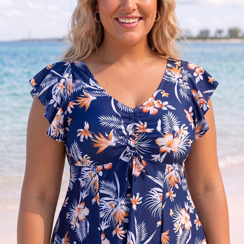 Plusock Tropical Floral Cover Up Swim Dress - image 3