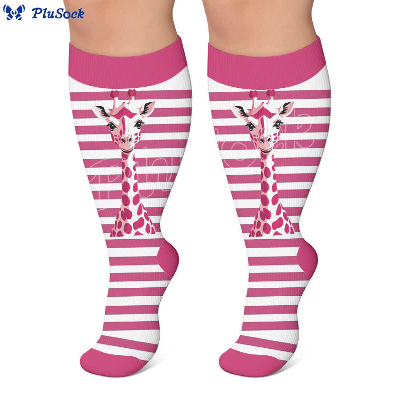 Plusock Plus Size Zebra Bow Stripe Compression Socks - image 7