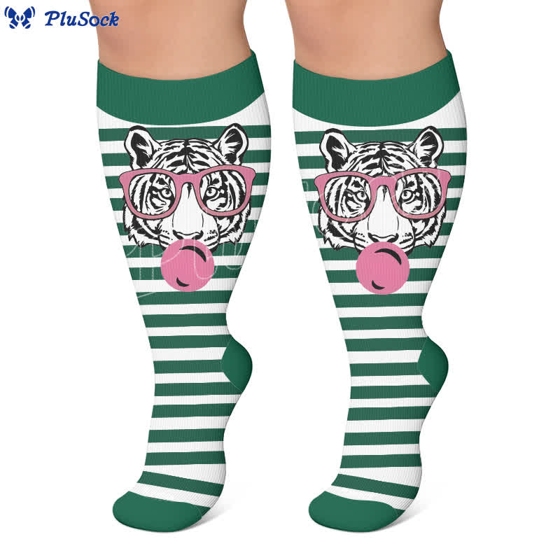 Plusock Plus Size Zebra Bow Stripe Compression Socks - image 6