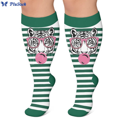 Plusock Plus Size Zebra Bow Stripe Compression Socks - image 6