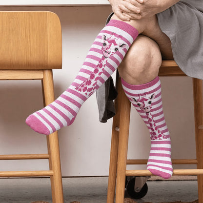 Plusock Plus Size Zebra Bow Stripe Compression Socks - Pink(1 Pair) - 4XL - image 3