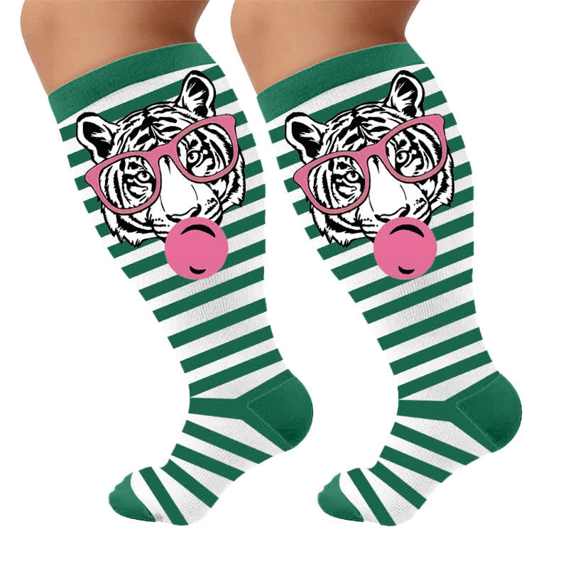 Plusock Plus Size Zebra Bow Stripe Compression Socks - image 9