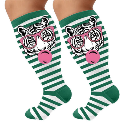 Plusock Plus Size Zebra Bow Stripe Compression Socks - image 9