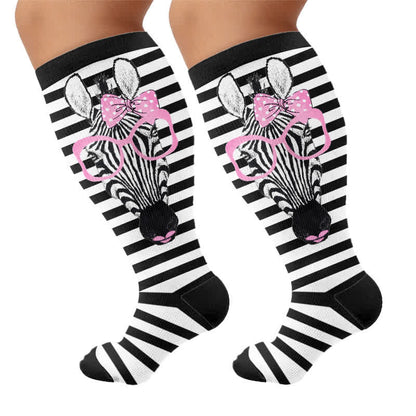 Plusock Plus Size Zebra Bow Stripe Compression Socks - image 8