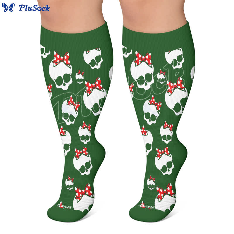Plusock Plus Size Heart Bow Skull Compression Socks - image 7