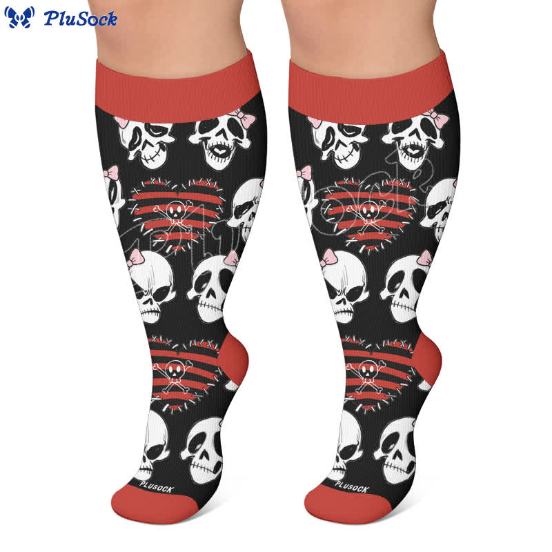 Plusock Plus Size Heart Bow Skull Compression Socks - image 6