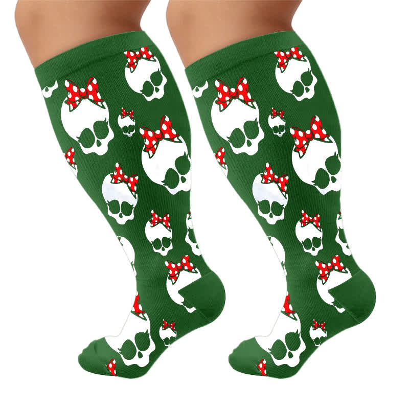 Plusock Plus Size Heart Bow Skull Compression Socks - image 10
