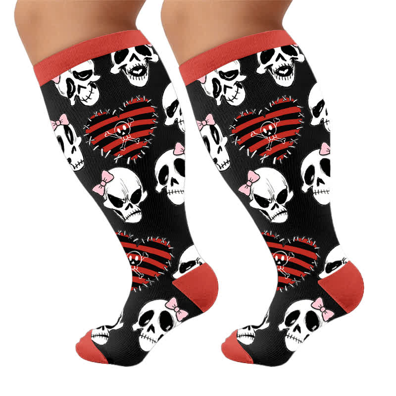 Plusock Plus Size Heart Bow Skull Compression Socks - image 9