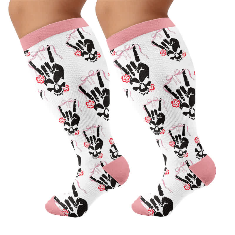 Plusock Plus Size Heart Bow Skull Compression Socks - image 8