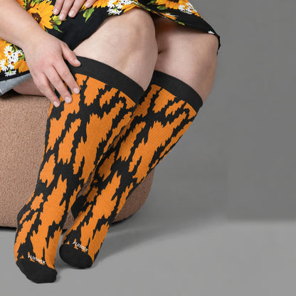 Plusock Plus Size Wild Leopard Compression Socks - Black(1 Pair) - 4XL - image 1