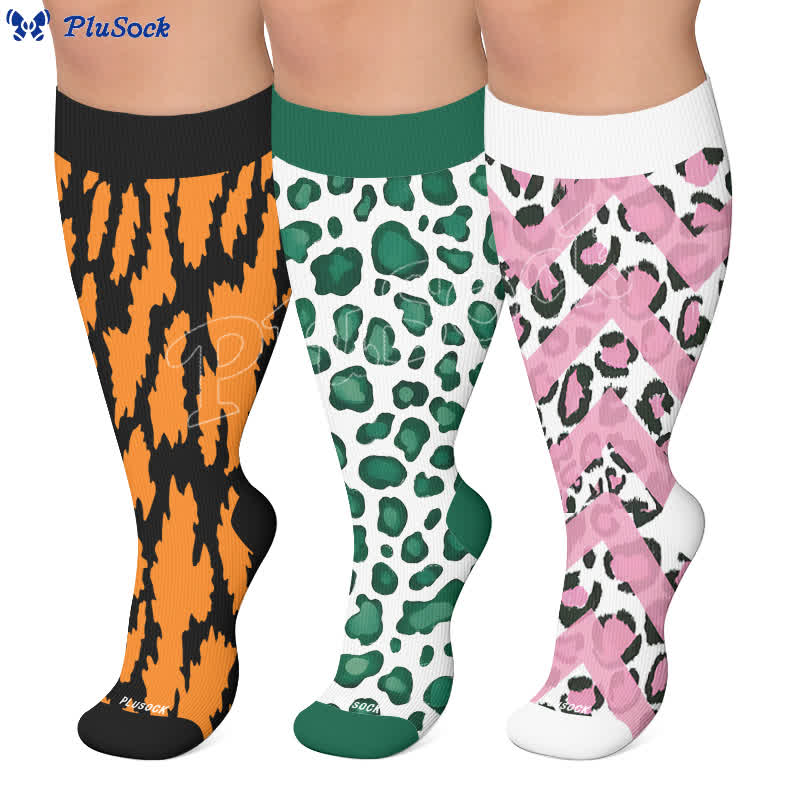 Plusock Plus Size Wild Leopard Compression Socks - image 0