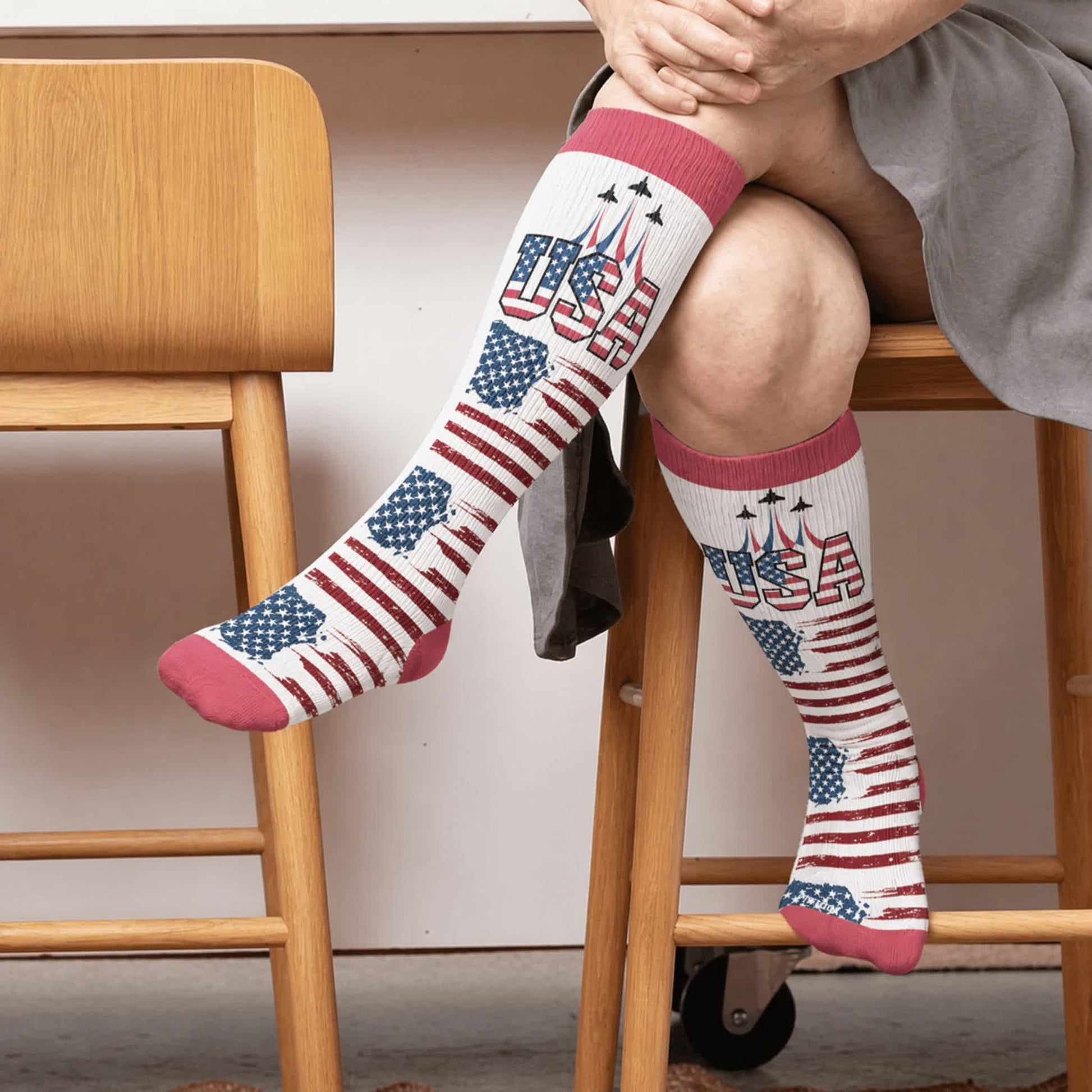 Plusock Plus Size Patriotic Heart Compression Socks - Red(1 Pair) - 4XL - image 2