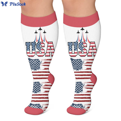 Plusock Plus Size Patriotic Heart Compression Socks - image 6