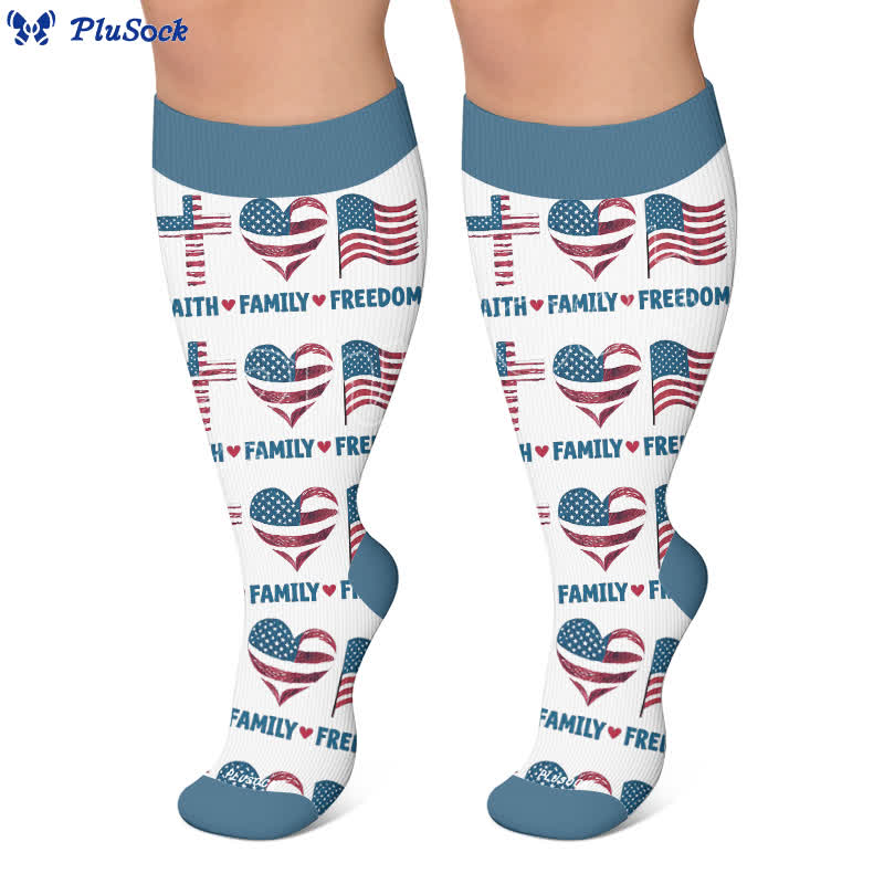 Plusock Plus Size Patriotic Heart Compression Socks - image 5