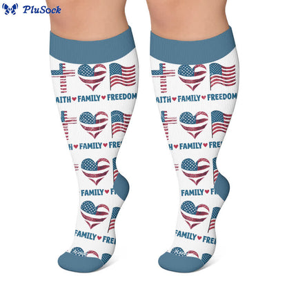 Plusock Plus Size Patriotic Heart Compression Socks - image 5