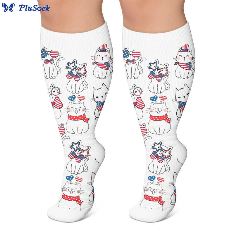 Plusock Plus Size Patriotic Heart Compression Socks - image 7