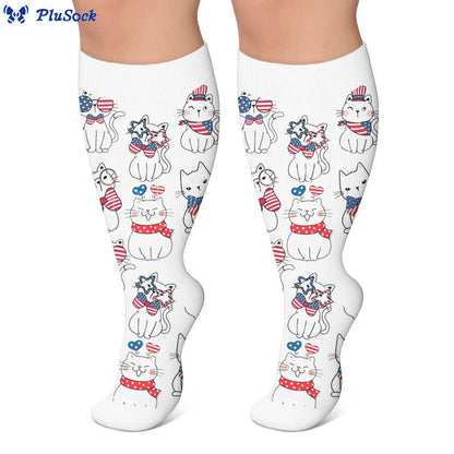 Plusock Plus Size Patriotic Heart Compression Socks - image 7