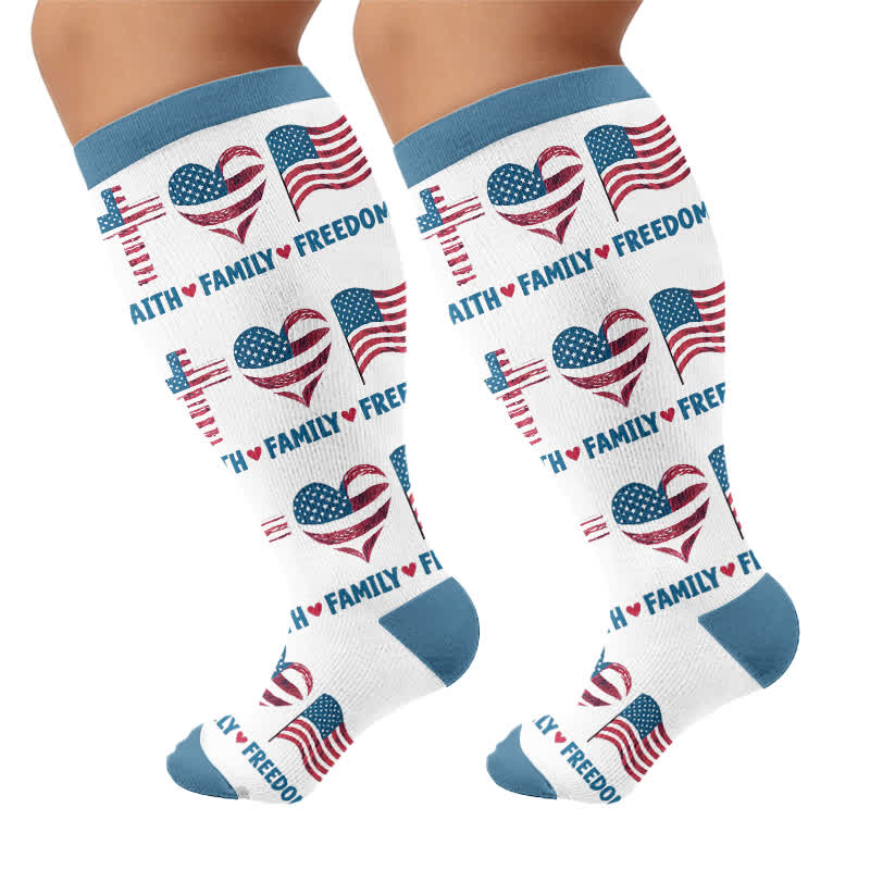 Plusock Plus Size Patriotic Heart Compression Socks - image 8