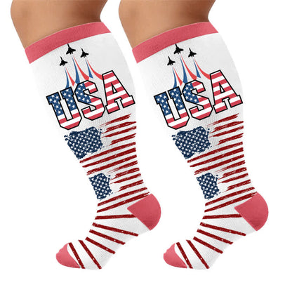 Plusock Plus Size Patriotic Heart Compression Socks - image 9