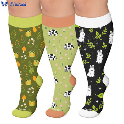Plusock Plus Size Frog Cow Rabbit Compression Socks - image 0