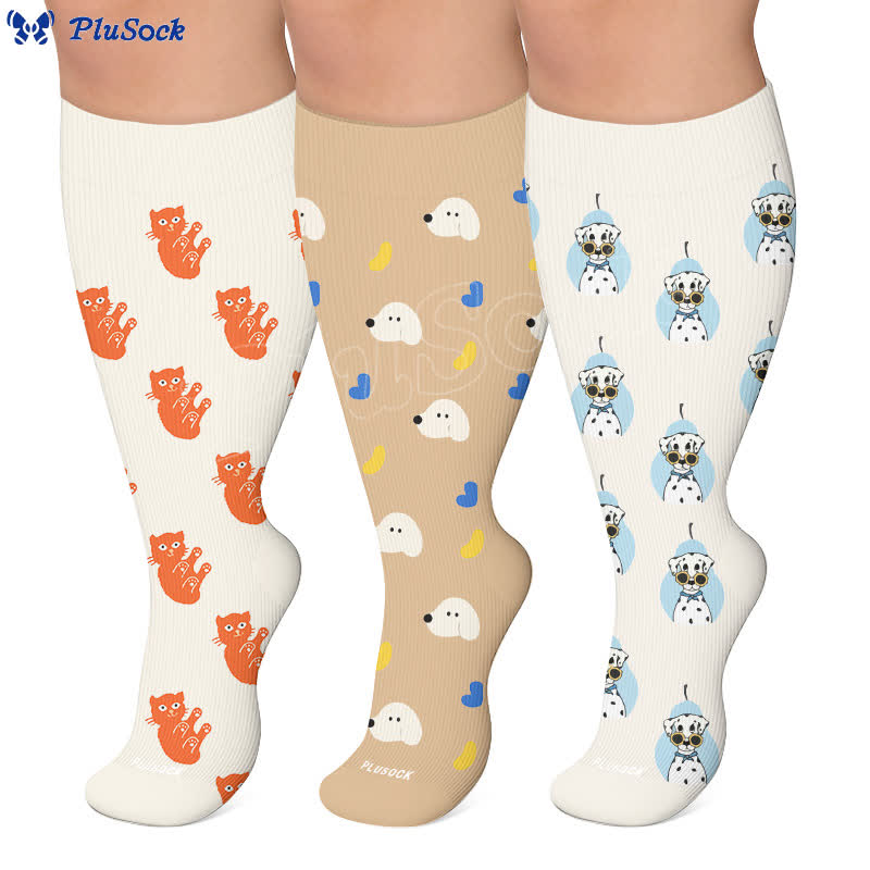 Plusock Plus Size Dalmatian Cat Compression Socks - image 0