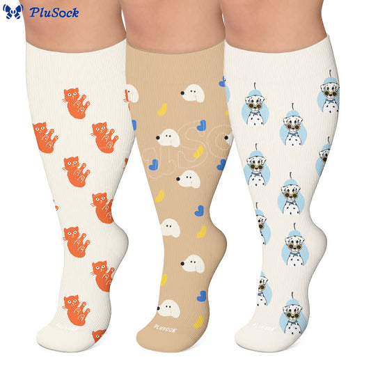 Plusock Plus Size Dalmatian Cat Compression Socks - image 0