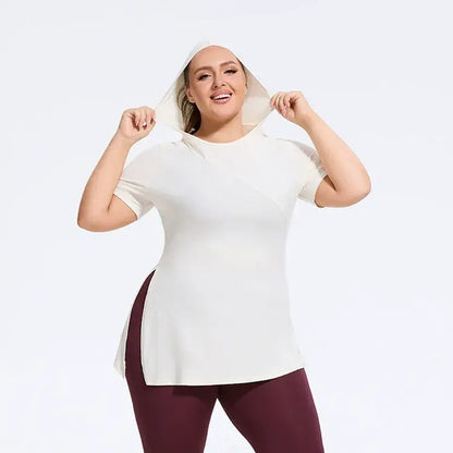 Plusock Plus Size Side-Slit Everyday Top - White - 4XL - image 1