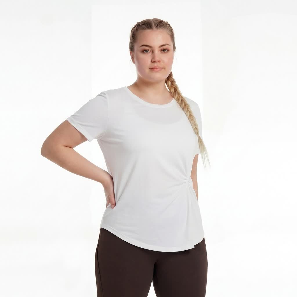 Plusock Plus Size Ruched Side Tee - White - 4XL - image 2