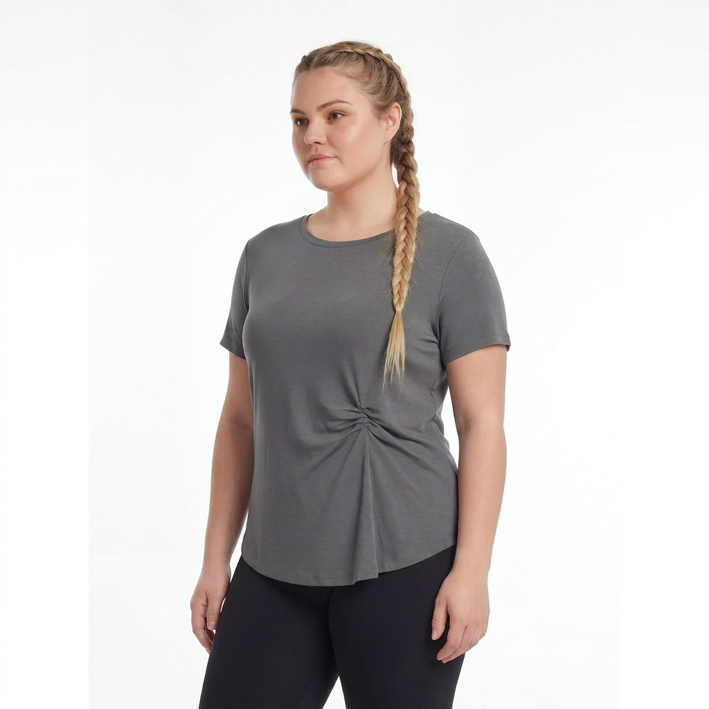 Plusock Plus Size Ruched Side Tee - Grey - 4XL - image 1
