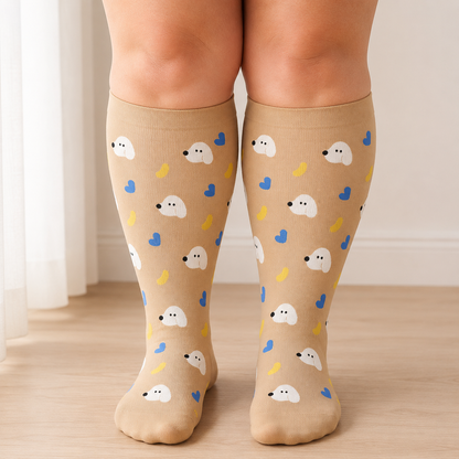 Plusock Plus Size Dalmatian Cat Compression Socks - image 1